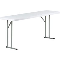 6ft White 46cm Narrow Rectangular Table With Fold Away Legs