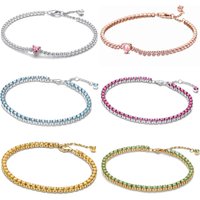 S925 Sterling Silver Zircon Bracelet Adjustable Colorful Tennis Bracelet for Women Fashion Cubic Zirconia Jewelry Party Gift