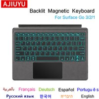 AJIUYU Magnetic Backlit Keyboard For Microsoft Surface Go 3 1 2 Tablet PC Go3 Go2 Go1 10.1 10.5 inch PC Keyboard Cover