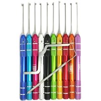 10 Pcs Round Aluminum Alloy Handle Tool Set Multi-Color Electroplated Hardware Tools Professional Locksmith Supplies & Repair To