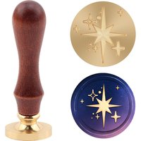 Wax Seal Stamp Set, Clover, Moon Rabbit, Star, Botanical with Wooden Handle, Perfect for Letter Sealing & Scrapbooking