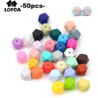 LOFCA 50pcs 14mm Mini Hexagon silicone beads Baby Teether BPA Free DIY Necklace Pacifier Chain Baby Teething Care Infant