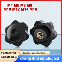 1-20Pcs M4 M5 M6 M8 M10 M12 M14 M16 Clamping Handle Plum Nuts Through-Hole/Smooth Hole Nuts Mechanical Manual Tighten Star Nuts