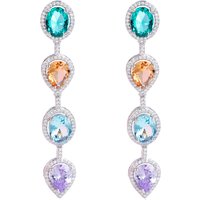 CWWZircons mode coloré CZ cristal longue goutte d'eau Boho déclaration boucles d'oreilles pour les femmes bijoux de mariage de mariée E0445