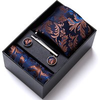 Jacquard Fashion Brand Tie Pocket Squares Set For Men Tie Handkerchief Cufflink Necktie Gift Box Fit Wedding Holiday Workplace