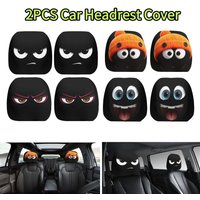 2PCS Seat Head Rest Protector Car Headrest Cover Cartoon Big Eyes Orange Hat Soft Pillowcase Cushion Shell Car Interior Decor