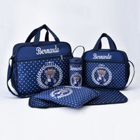 Mommy Bag Five Piece Bag Fashion Print Bears Multifunctional Large Capacity One Shoulder Crossbody Maternal Baby Bag Diaper Bag