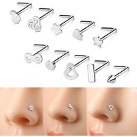 10pcs 20G Nose Studs Stainless Steel Screw Stars Love Clouds Footprints Nose Rings Studs Nostrial Piercing Jewelry for Women Men