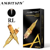 Ambition Glory RL 08/10/12 Tattoo Cartridge Needles 20pcs Disposable Sterilized Safety Tattoo Needle for Cartridge Machine Grips