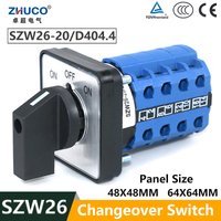 ZHUCO SZW26/LW26-20/D404.4 ON OFF ON 20A64X64 Mm 48X48 Mm Panel Four Pole 16 Terminals Electric Reversing Cam Changeover Switch