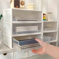 Desktop Pull-Out Jewelry Organizer, Stackable Single-Layer Drawer Storage Box for Bracelets Necklaces, Clear Display Case