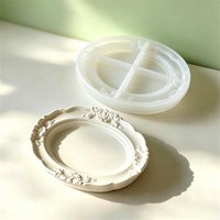 Oval Plaster Storage Tray Silicone Molds DIY Mirror Frame Embossed Lace Gypsum Plate Tray Home Decoration Mold