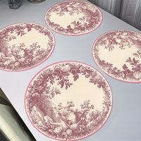 VIKAMA 4PC American Retro Placemat Floral Figures Landscape Patterns Home Dining Table Coffee Shop Decoration