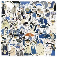 50PCS Cartoon Blue Illustration Graffiti Stickers - Waterproof DIY Decor for Guitar, Notebook & Luggage AnimeWorlds Store