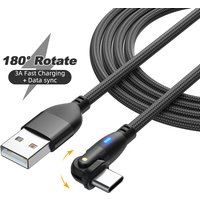 180 Degrees Rotate 3A Fast Charging USB C Cable Charger Wire Cord For Macbook Xiaomi Samsung HUAWEI for iphone 13 12 Data Cord