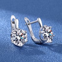 925 Silver Shining Purple Crystal Earrings for Women Fashion Sterling Silver Jewelry Party Wedding Christmas Gifts
