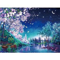 Qizui Himmel Landschaft Kreuzstich DIY Stickerei Kit Blume Wohnzimmer Dekorative Malerei 11CT 9CT Gedruckt Handarbeit Pack Set