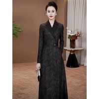 Elegant Long Sleeve Dress Luxury Feel Autumn New Style Slimming Fashionable Long Dress Plant Floral Pattern Button up Top