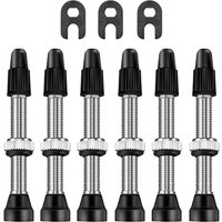 6PCS Presta Stem Tubeless Valves with Core Remover Tool - Durable Replacement for Mountain Bike Cycling Repair Accessories