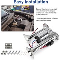 600DB Super Loud Dual Trumpet Train Horns for Trucks 12V Stainless Steel Electric High Decibel Chrome Finished Car Speaker with