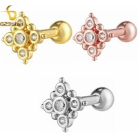 2pc Luxury CZ Zircon 16G Surgical Titanium Cartilage Ear Studs Lobe Helix Tragus Daith Geometric Earrings Piercing Body Jewelry