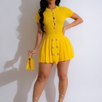 Two Piece Sets Women Shorts Skirt Set Matching Sets Knitted Y2kl Streetwear Work Tops Short Skirts Pleated A Line High Waist