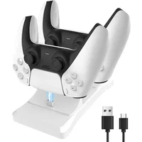 GAMINJA Dual Controller Charging Stand for Playstation 5 Controller Charger Station PS5 with Fast Charging AC Adapter 5V 1.2A