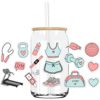 16OZ UV DTF Cup Wrap Transfers Stickers Sport Gym Designs For DIY Libby Glass Waterproof Custom Decals