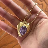High-end European and American Natural Amethyst Love Pendant Necklace Niche Design Personality Temperament Clavicle Necklace