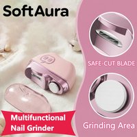 SoftAura Rechargeable Electric Nail Clipper Grinder Low Noise Safe for Adult Kids Nursing Home Use Personal Grooming Tool
