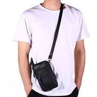Men'S Shoulder Bag Multi-Function Leather Messenger Bag Casual Crossbody Bags High Quality Male Purse Phone Men'S Chest Pack