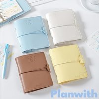 Planwith Mini Pocket Planner Soft Cover A7 Loose Leaf To-Do/Lined/Grid Inner Pages 6-Ring Metal Binder 50Sheets Journal Notebook