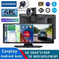 10.26" 4K 2160P Dash Cam Carplay Android Auto GPS 5G WIFI FM BT Car Dvr Dual Lens Black Box Dashcam Truck Camera Drive Record