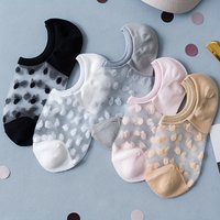 5 Pairs of Spring/Summer Lightweight Polka Dot Silk Stockings, Seamless Stockings, Comfortable and Breathable Women's Socks