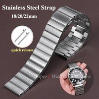 Solid Stainless Steel Watch Band for Seiko 18mm 20mm 22mm Quick Release Silver Black Brushed Metal Bracelet Strap