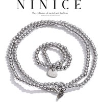 NiNice Stainless Steel Beads Chain Elasticity Handmade Bracelet Bangle Ring Popular Summer Daily Jewelry