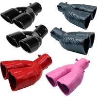 Universal twin exhaust tip heart shape tail throat exterior modify accessories thicken stainless muffler tip exhaust double pipe