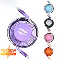 USB Type C Cable PD 100W For iPhone 16 15 Plus Pro Max Retractable Cable For Macbook iPad Fast Charger Cable Charger Data Wire