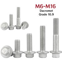 Dacromet Flange Bolt M6 M8 M10 M12 M14 M16 Metric Thread Hexagon Flange Cap Screw Grade 10.9 Hex Washer Head Car Bolt GB5787