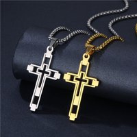 2025 Cross Stainless Steel Choker Necklace for Man Gold Color Men's Chain Necklace Jewelry corrente masculina
