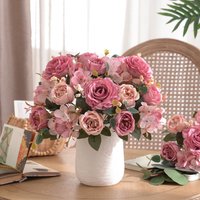 1/4pcs Artificial Flowers Silk Rose BrialBouquet Hydrangea Peony Bridal Holding Fake Plant Home Room Wedding Decora Diy Gift Box