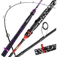 Sougayilang 24T Carbon MH Lure Rod, Solid Tip Spinning Pole with EVA Handle, High Sensitivity Durable for Fresh/Salt Water