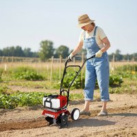 52CC Farm Cultivator Scarifier Garden Tiller Gasoline Farming Cultivation Tool Soil Loosening 4 Blades 1700W for Farmlands