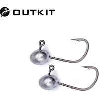 OUTKIT 10pcs Mini Jig Head Hook 4X Strong Rockfish Exposed Lead Head Hook Barbed Hook Trout Soft Worm Lure Jig Fishing Tackle