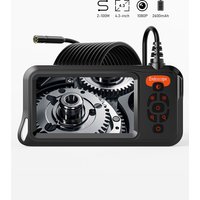Industrial Endoscope Camera 4.3'' IPS Screen Car Pipe Inspection Borescope with 8LEDs 8MM Lens 1M-30M Cable Waterproof 2600mAh
