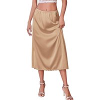 Spring Summer New Women's Satin Lace Trim Skirt A-Line Se Skirt Vertical Waist Design Polyester Fiber Casual Versatile