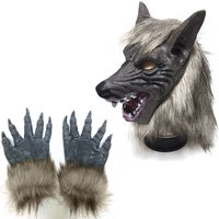 Masque de Loup Effrayant pour Halloween, Ensemble de Griffes de Loup-Garou, Gants, Coiffe de Terreur, Accessoires de Performance, Habillage de ix