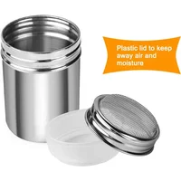Stainless Steel Powder Sieve with Mesh Denser, Lid Coffee, Sugar, Cocoa Powder, Flour Shaker, Baking Supplies, Kitchen Supplies