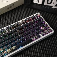 Jcm Faint Fragrance Keycaps 131 Keys Pbt Dark Floral Pattern Korean Russian German Spanish French Mechanical Keyboard Keycaps