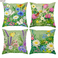 1/4pcs Spring Wildflower & Garden Nature Throw Pillow Covers Home farmhouse outdoor decoration cushion cover